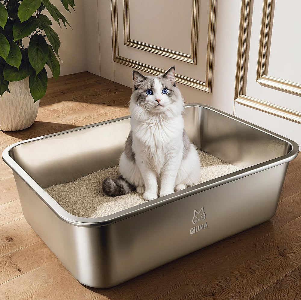 Qiuma boite-litiere hauts-murs pour limiter les éclaboussures