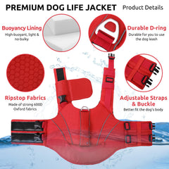 Gilet sauvetage Queenmore rouge 2XL – patch réfléchissant pour meilleure visibilité nocturne.