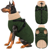 Queenmore manteau chien grand hiver ArmyGreen 2XL avec fermeture dos rapide.
