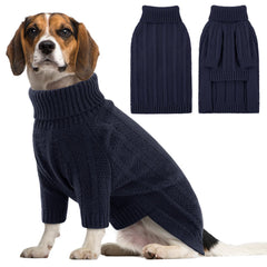 Queenmore pull chien col roulé XXL noir, chaleur douce pour hiver