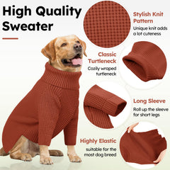 Queenmore pull doux pour grand chien brun, vue arrière, chaleur durable.