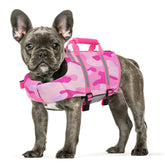 Queenmore veste sauvetage petit chien rose camouflage, pour nage en sécurité.