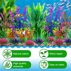 QUOZUO Plantes d'aquarium violettes ajoutant couleur et cachettes pour poissons.