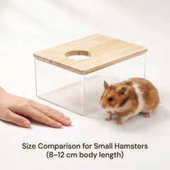 QWORK boîte bain sable hamster, couvercle en bois et nettoyage facilité.
