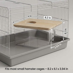 Dimensions internes 8,2 x 6,1 x 3,94 pouces pour petits hamsters.