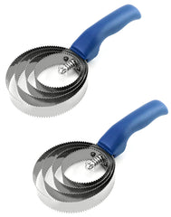 QWORK peigne curry double face bleu, ensemble de 2 pour soins polyvalents des animaux.