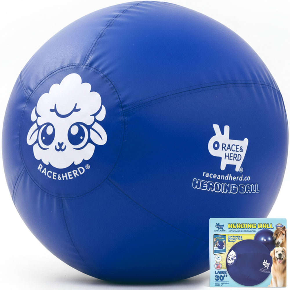 Race&Herd ballon herdage XXL bleu, prêt pour l'entraînement et le jeu en extérieur.