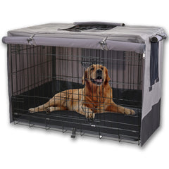 Rachmi Cache-Caisse Chien 42 Pouces—vue avant, couverture discrète et sécurisante pour cage universelle