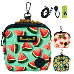 Raisingwell poche gourmandises chien Watermelon, fermeture zippée pratique lors des promenades.