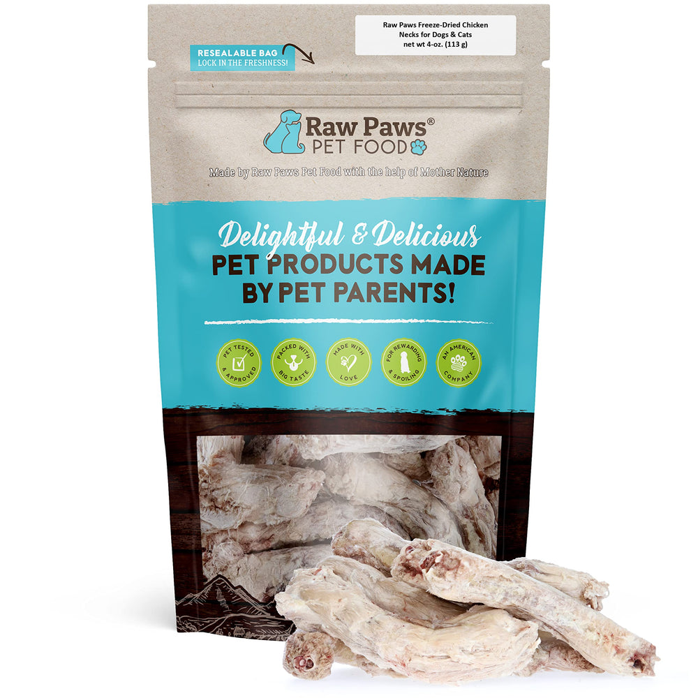 Raw Paws cou de poulet séché pour chiens, bouchée naturelle pour occuper et régaler.