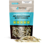 Raw Paws Minnows, sachet 2oz refermable, récompense savoureuse pour chiens et chats.