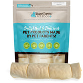 Raw Paws rouleaux joue boeuf grand format, collations naturelles pour chiens.
