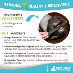 Raw Paws Tripes d'agneau verte, sante-dentaire et dents propres.