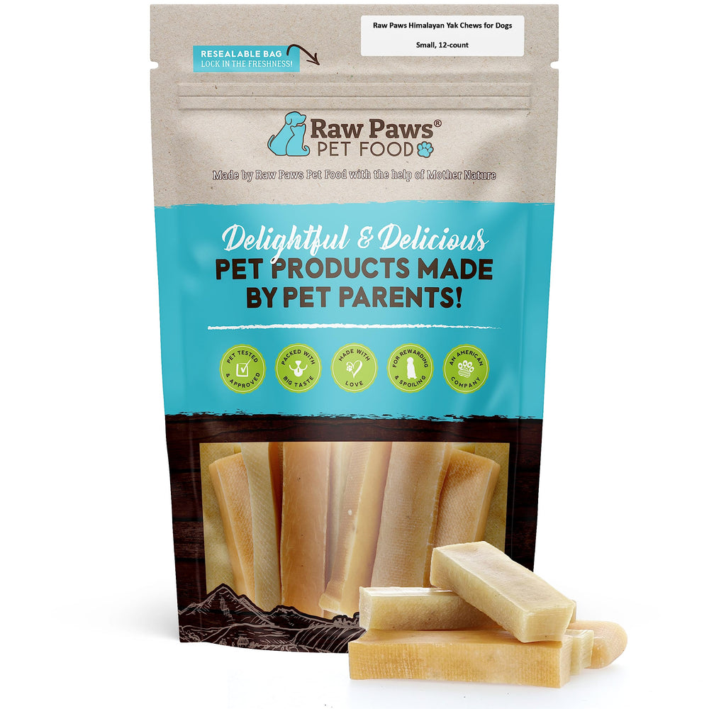 Raw Paws Himalayan Yak Chews emballage pour petit chien, pratique et net.