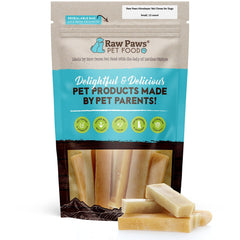 Raw Paws Himalayan Yak Chews emballage pour petit chien, pratique et net.