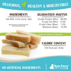 Raw Paws Yak Chews, friandise calmante pour chiens anxieux.