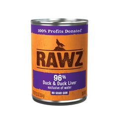 Rawz 96% viande canard pour chien, repas nutritif et savoureux.