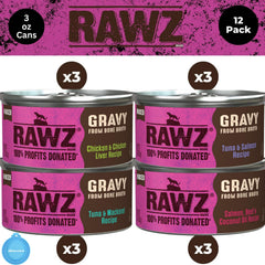 Rawz boîtes de 3 oz en conserve, format compact et prêt à servir.