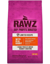 Rawz croquettes pour chat lapin avec revêtement lyophilise, texture attrayante et protéines riches.