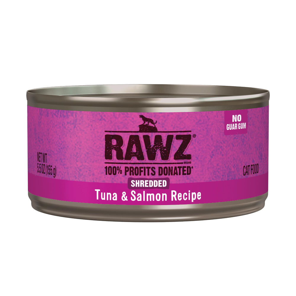 Rawz chat thon-saumon: texture effilochée riche en protéines pour chats actifs.
