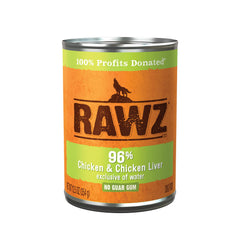 Conserve Rawz pour chien au poulet et foie, repas riche en protéines.