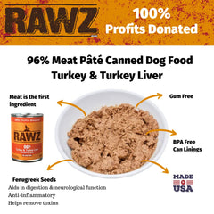 Rawz dinde et foie pour chien, saveur naturelle et appétente.