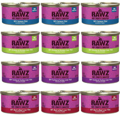 Rawz Pâté Chat Saumon en boîte 3oz, conserve hydratante et appétente.
