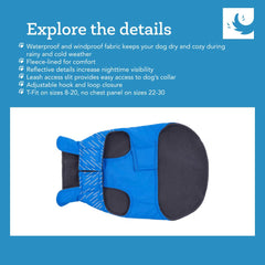 RC Pets Cascade manteau chien bleu arctique, vue hors dos montrant taille 12