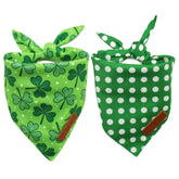 Bandanas Realeaf Saint-Patrick pour chien : ensemble de 2 réversibles en vert.