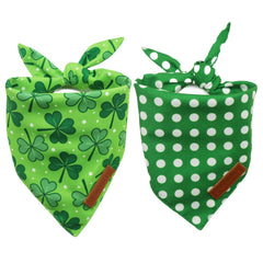 Bandanas Realeaf Saint-Patrick pour chien : ensemble de 2 réversibles en vert.