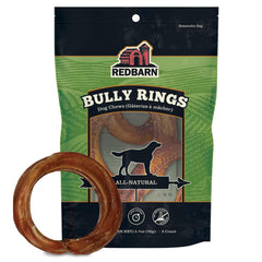 Redbarn Bully Rings boeuf pizzle 4 pouces, texture naturelle et durable pour chien.