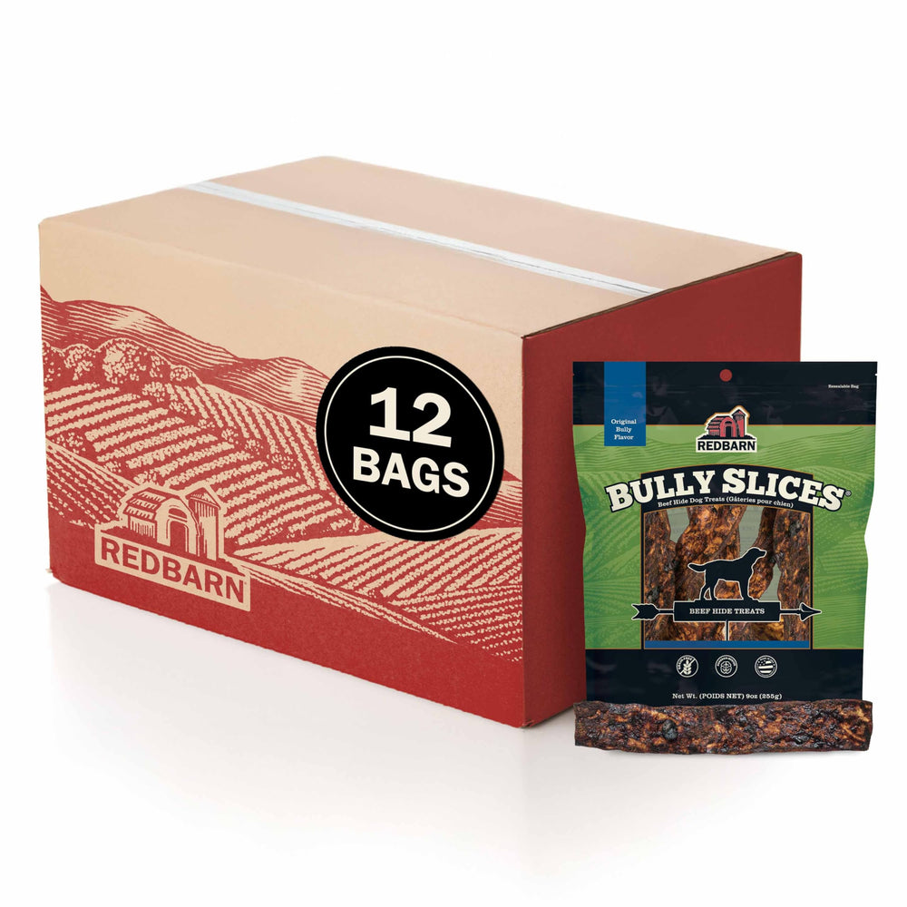 Redbarn Bully Slices boeuf-original, friandise naturelle pour chien, goût riche et durable.