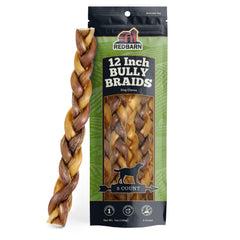 Redbarn Bully Sticks tressés 12 pouces pour chiens, durables et savoureux.