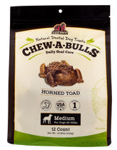Redbarn Chew-A-Bulls, forme-crapaud, aide à l'hygiène dentaire et au bien-être quotidien du chien.