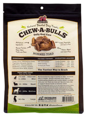 Redbarn Chew-A-Bulls, forme-crapaud, friandise quotidienne sans gluten et sans colorants artificiels.