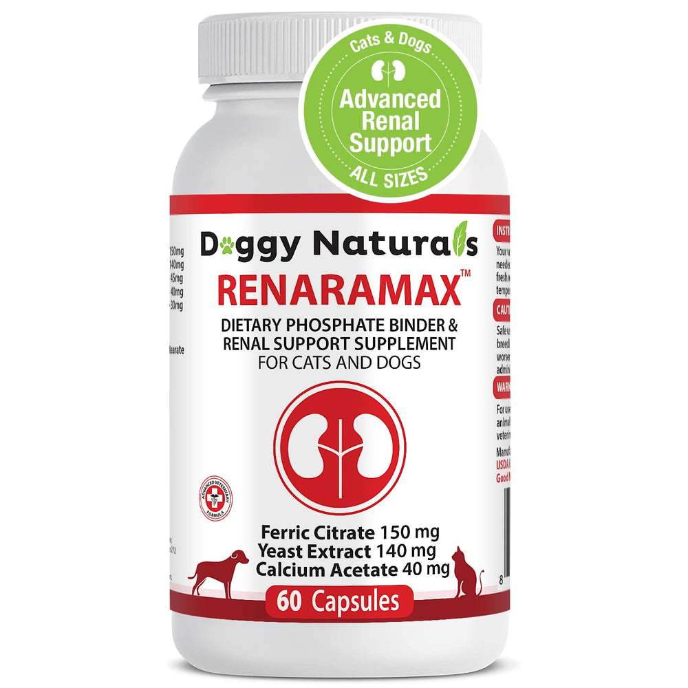 renaramax capsules 60 : complément pratique pour le soutien rénal chez chats et chiens.