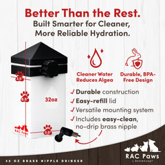 RentACoop tétine en laiton anti-goutte offrant une hydratation fiable.