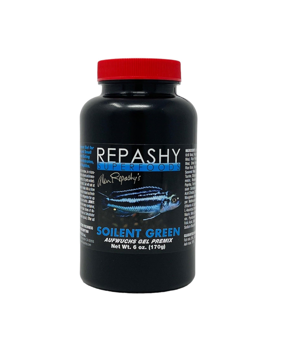 Repashy Soilent Green, bocal de 170 g, alimentation pratique pour poissons et invertébrés.