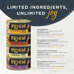 Reveal variété saveurs pour chat poulet et poisson, textures variées pour le repas.