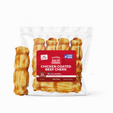 Rewardables rouleaux de joue de boeuf enrobés poulet, récompense durable pour chiens actifs