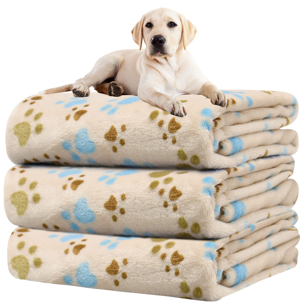 Couverture Rezutan chien grand, ensemble 3-pack beige pour lit ou chenil.
