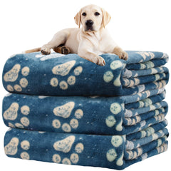 Couverture Rezutan pour chien bleu nuit avec patte, douceur réconfortante.