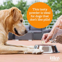 Riley's Multi-Essentials dans le bol des chiens, mélange rapide.