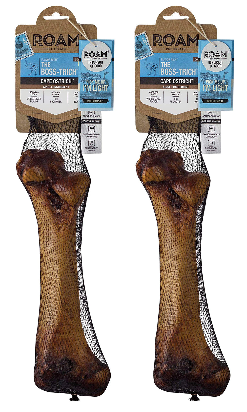 ROAM os-autruche durables pour chien gros, friandise robuste idéale pour longue mastication.