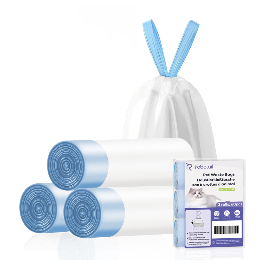 Robotail sacs-litiere-chat 60-pack: robustes et faciles à remplacer, idéal pour l'entretien.