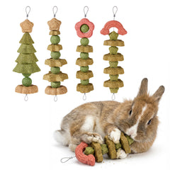 Rodizoo ensemble-quatre-pack-jouets-grignotage-lapin, stimulation dentaire naturelle et divertissement.