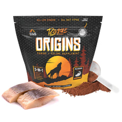 Rogue Pet Science Origins emballage – solution pratique pour ajouter au repas.