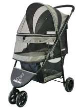 ROODO Poussette 3 roues vue avant, maniable et légère pour chiens et chats en balade.