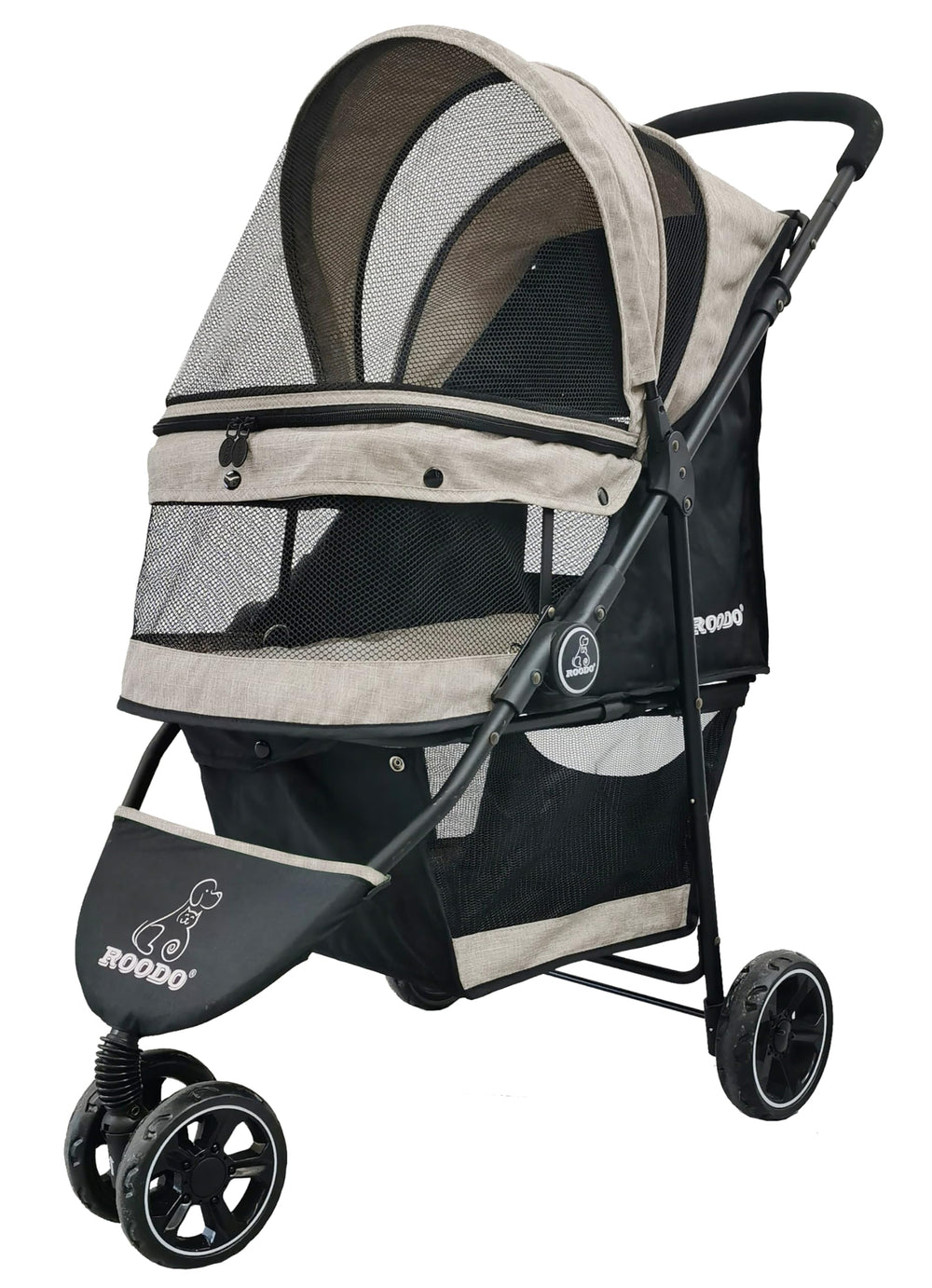ROODO poussette trois-roues pour animaux, avant: sortie facile et confortable.