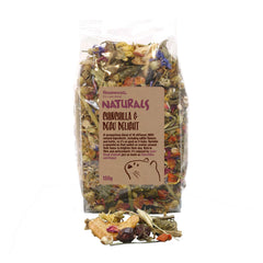 Rosewood Naturals Chinchilla & Degu Delight, emballage attrayant, collation naturelle pour petits animaux.